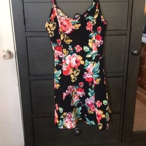 Floral black mini summer dress